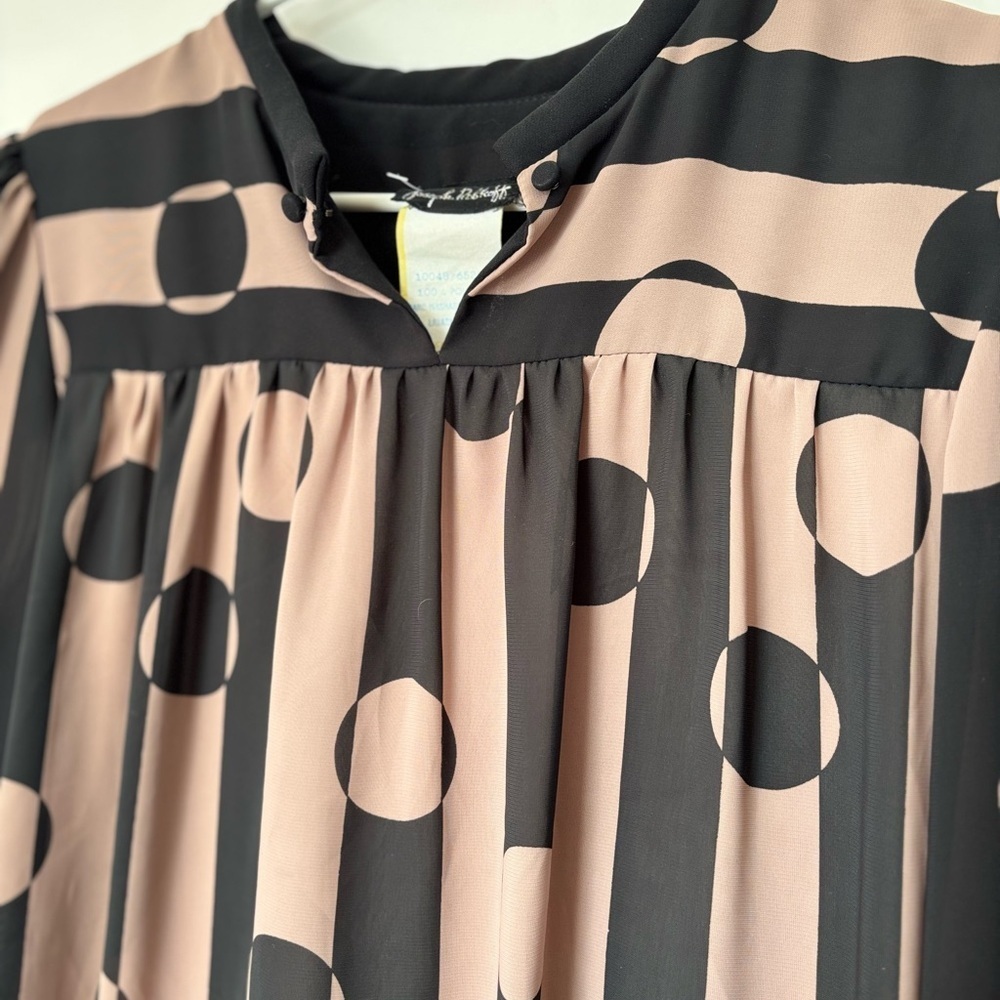 ✨Joseph Ribkoff Vintage Geometric Shift Dress Black & Cream- No Size tag - Picture 5 of 11
